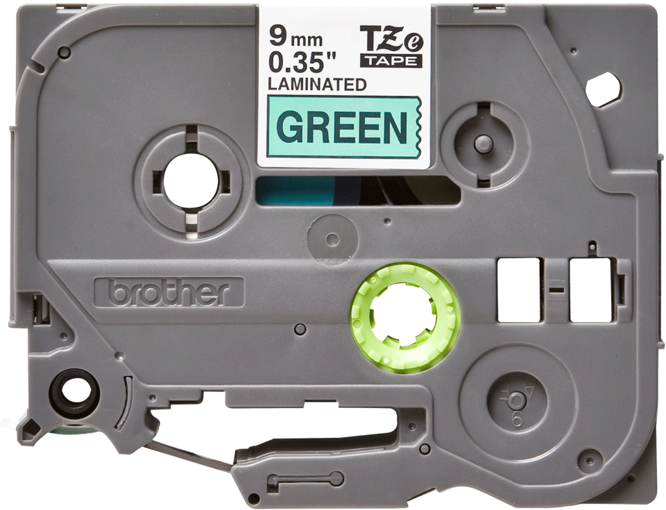 Oriģinālā Brother TZe721 melnas drukas zaļa uzlīmju lentes kasete, 9mm plata
